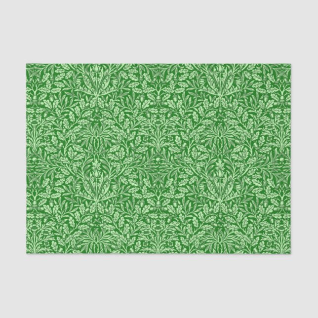 Papel De Seda Damasco floral Art Nouveau, verde esmeralda (Anverso)