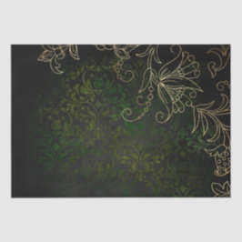 Papel De Seda Damasco Floral Grunge Dorado Vintage