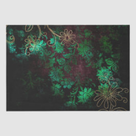 Papel De Seda Damasco Floral Grunge Dorado Vintage
