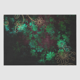 Papel De Seda Damasco Floral Grunge Dorado Vintage