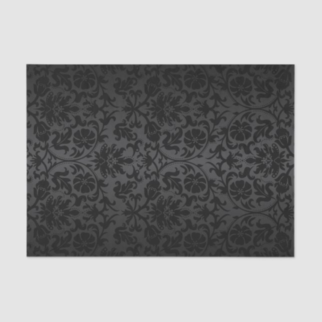 Papel De Seda Damasco floral negro (Anverso)