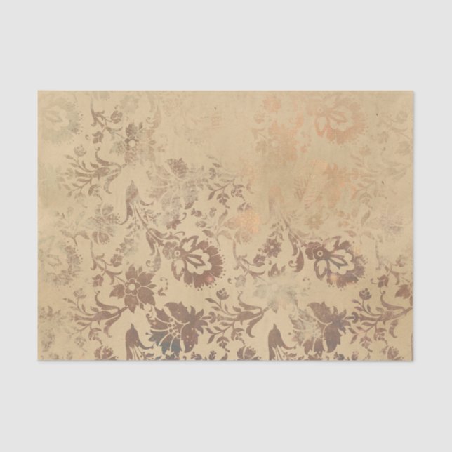 Papel De Seda Damasco Floral Oxidado (Anverso)