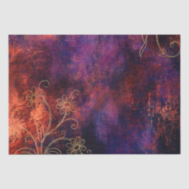 Papel De Seda Damasco Grunge Floral Dorado