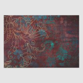 Papel De Seda Damasco Grunge Floral Dorado Vintage