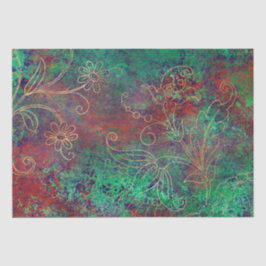 Papel De Seda Damasco Grunge Floral Dorado Vintage