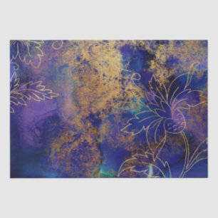 Papel De Seda Damasco Harlequín Grunge Floral Dorado Vintage