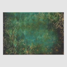 Papel De Seda Damasco Harlequín Grunge Floral Dorado Vintage