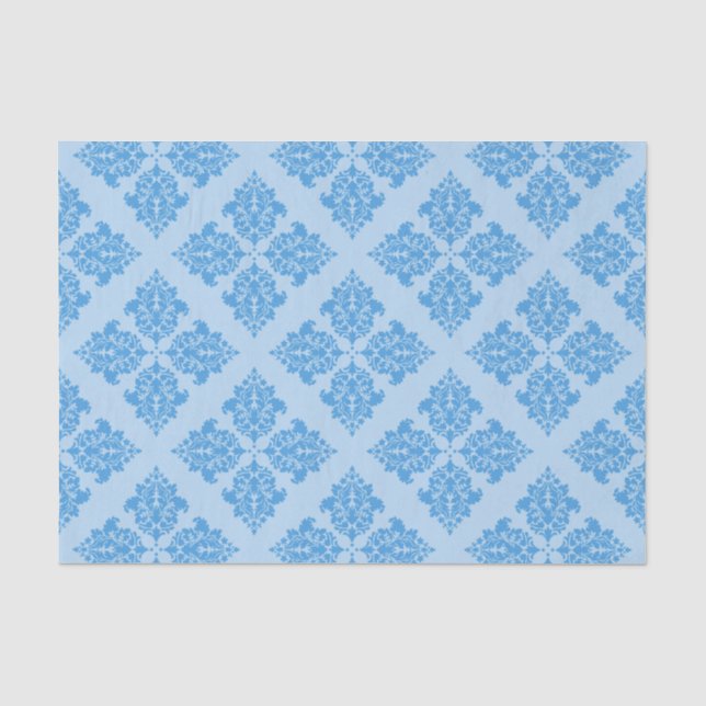 Papel De Seda Damasco marroquí azul cielo (Anverso)