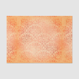Papel De Seda Damasco Naranja Vintage