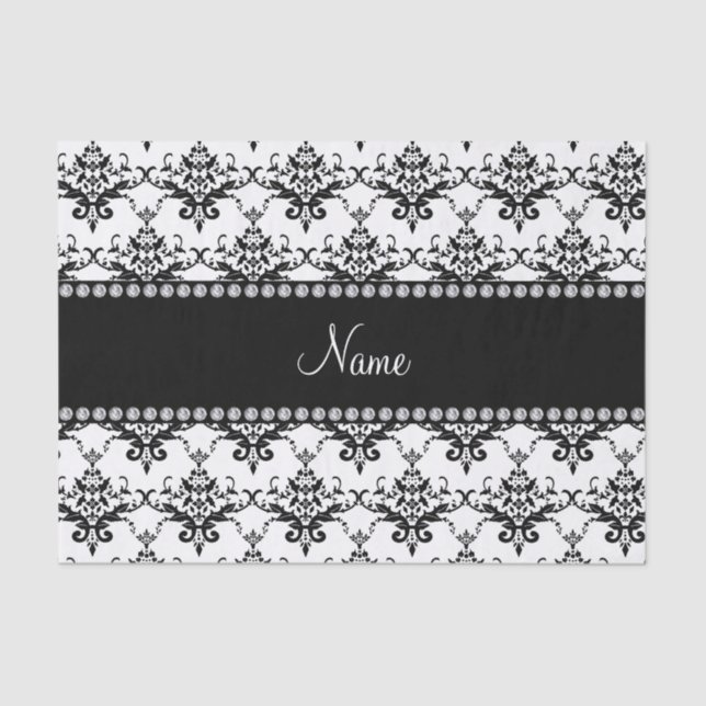Papel De Seda Damasco negro blanco conocido personalizado (Anverso)