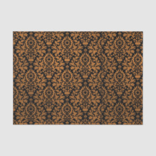 Papel De Seda Damasco negro de Naranja victoriano de Halloween c