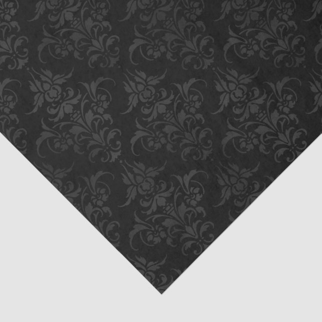 Papel De Seda Damasco Negro Gótico (Detalle)
