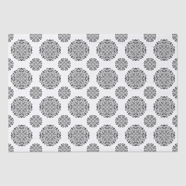 Papel de seda damasco negro y blanco para embalaje (Anverso)