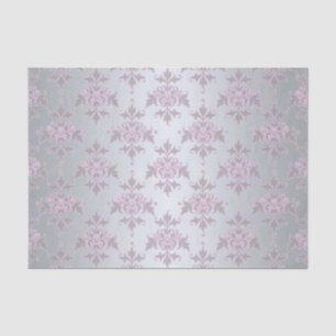 Papel De Seda Damasco plateado y rosa / morado elegante