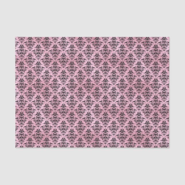 Papel De Seda Damasco rosa y negro (Anverso)