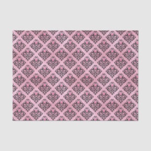Papel De Seda Damasco rosa y negro