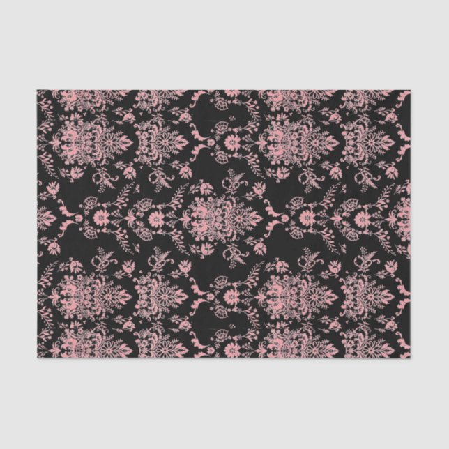 Papel De Seda Damasco rosa y negro (Anverso)