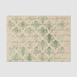 Papel De Seda Damasco verde angustiado
