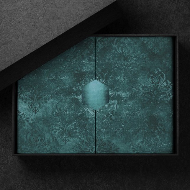 Papel De Seda Damasco Verde azulado de Velvety | Barroco verde o (Subido por el creador)