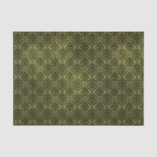 Papel De Seda Damasco Verde Elegante