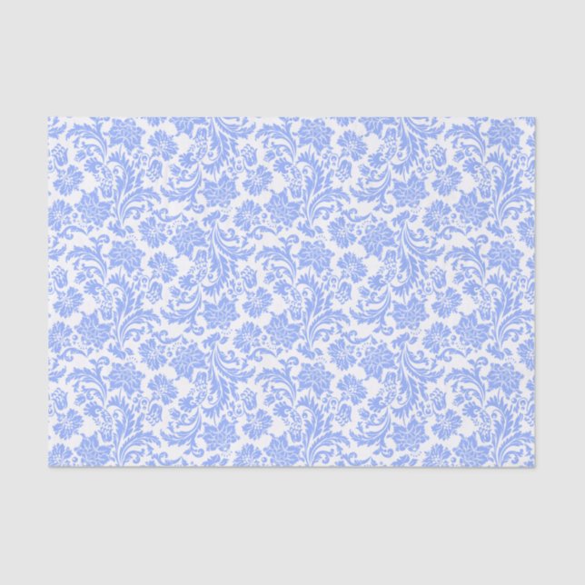 Papel De Seda Damascos Florales En Polvo Azul Y Blanco (Anverso)