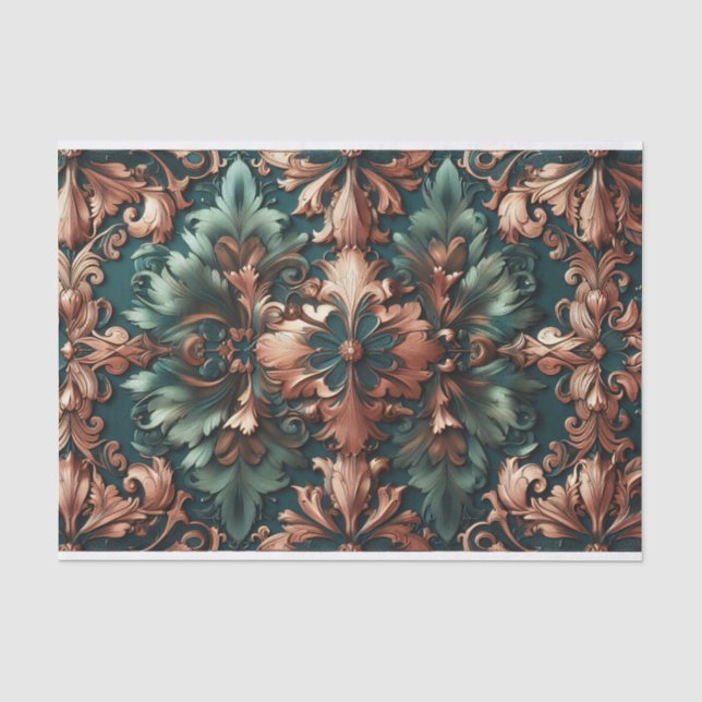 Papel De Seda Damask Patina Decoupage (Anverso)