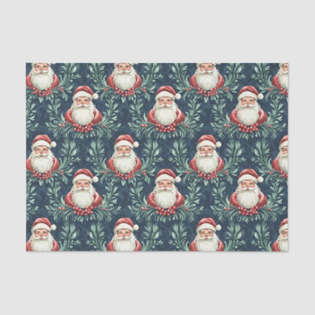 Papel De Seda Damask Pattern with Santa Claus Faces (Anverso)