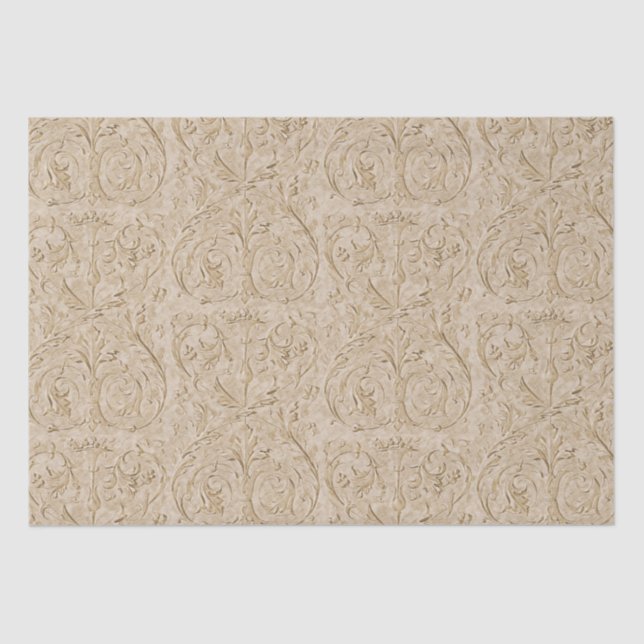 Papel De Seda Damask Renaissance Sepia Acanthus Leaf (Anverso)