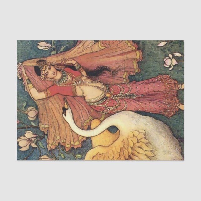 Papel De Seda “Damayanti y el cisne” de Warwick Goble (Anverso)