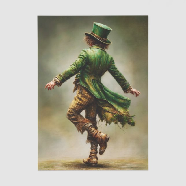 Papel De Seda Dancing Leprechaun Irish Portrait FD6L Decoupage (Anverso)