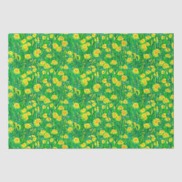 Papel De Seda Dandelion Bloom Verano Flores Amarillo Verde Flora