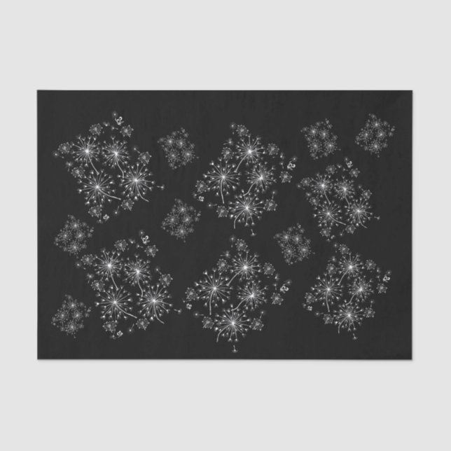 Papel De Seda Dandelion, flores silvestres y abejas melíferas (Anverso)