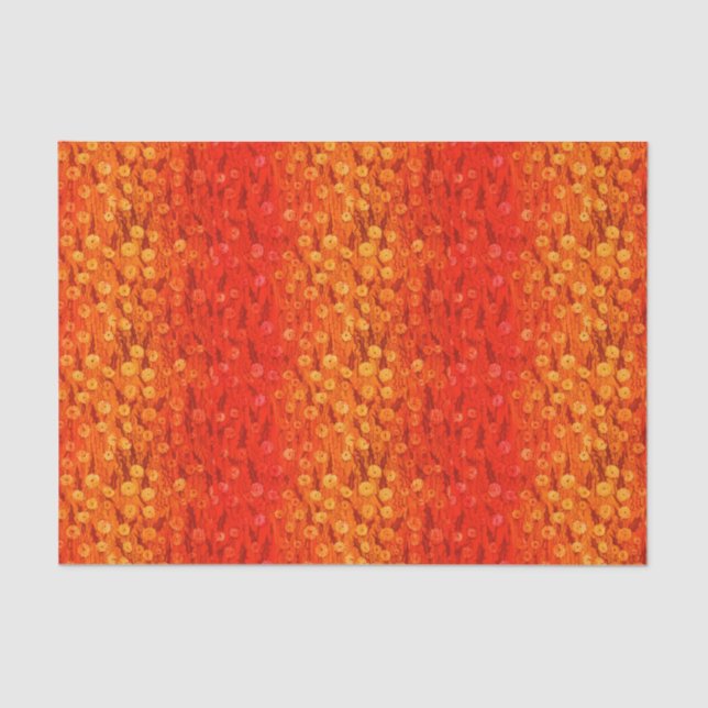 Papel De Seda Dandelions Field Summer Flowers Naranja Rojo Ombre (Anverso)