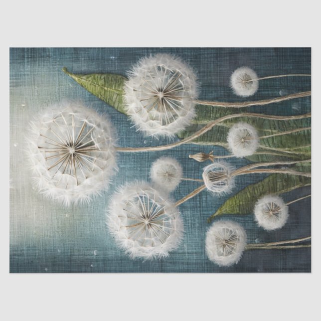 Papel De Seda Dandelions, puffy y mágico bordados (Anverso)