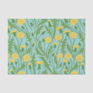 Papel De Seda Dandelions, verde, amarillo y azul