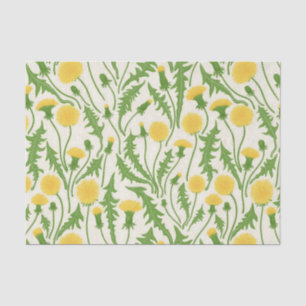 Papel De Seda Dandelions, verde, amarillo y blanco