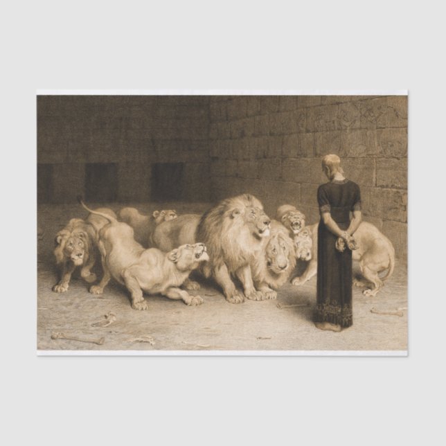 Papel De Seda Daniel en la presa de los Leones, 1875 por Briton  (Anverso)
