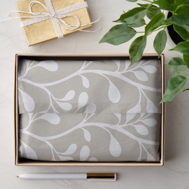 Papel De Seda Danza Paisley Siluetas Blancas Botánica Mínima (Regalo )