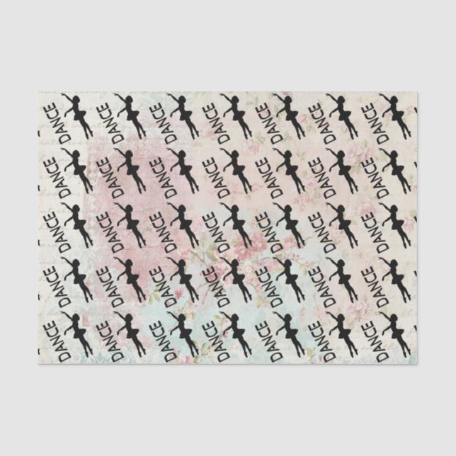 Papel De Seda Danza - Patrón Ballerina Silhouette Vintage (Anverso)