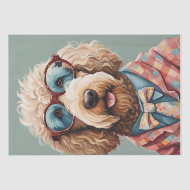 Papel De Seda Dapper Golden Doodle con atuendo elegante (Anverso)