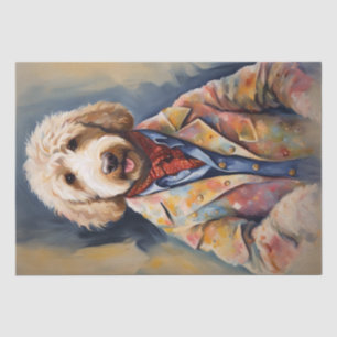 Papel De Seda Dapper Golden Doodle con atuendo elegante