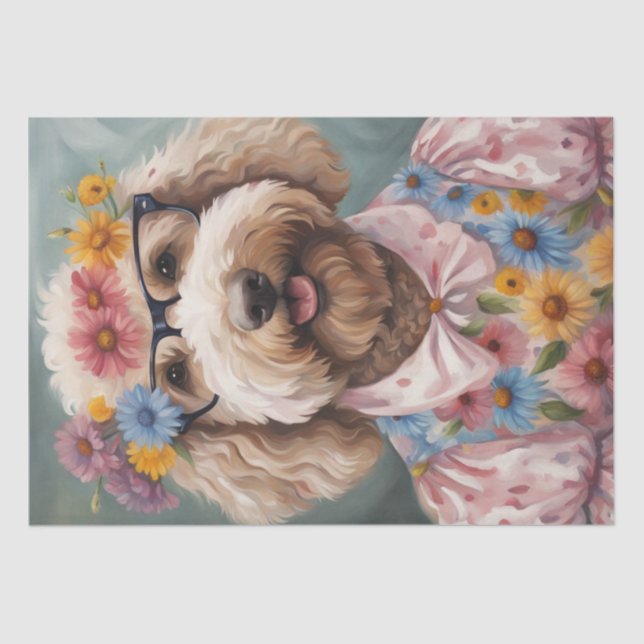 Papel De Seda Dapper Golden Doodle con atuendo elegante (Anverso)