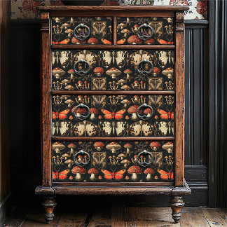 Papel De Seda Dark Academia Vintage Red Fly Agaric Moth