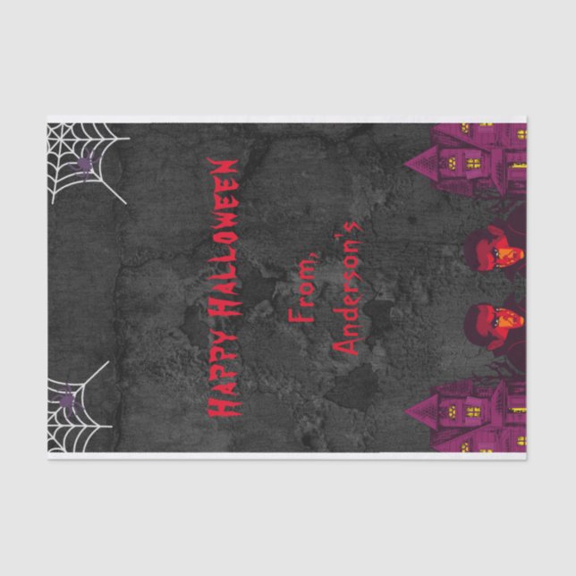 Papel De Seda Dark Black Creepy Personalizado Halloween Party Gi (Anverso)