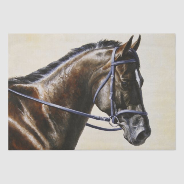 Papel De Seda Dark Brown Bay Trakehner Vestido Caballo (Anverso)