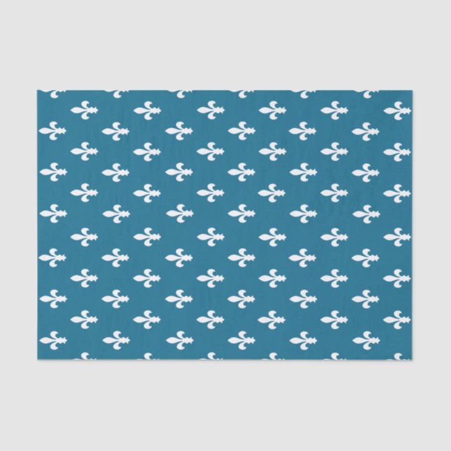 Papel De Seda Dark Cerulean Victorian Fleur de Lys (Anverso)