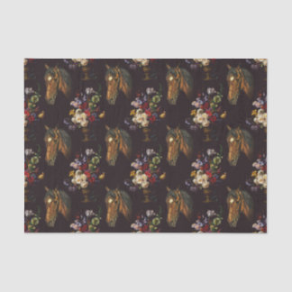 Papel De Seda Dark Elegant Vintage Horse Floral