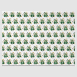 Papel De Seda Dark Green and Gold Elegant Flowers