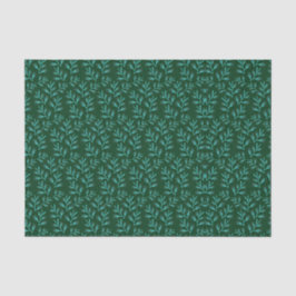 Papel De Seda  Dark Green Background with Teal Botanical Leaves
