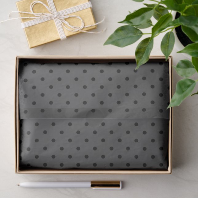 Papel De Seda Dark Grey With Black Polka Dots (Regalo )